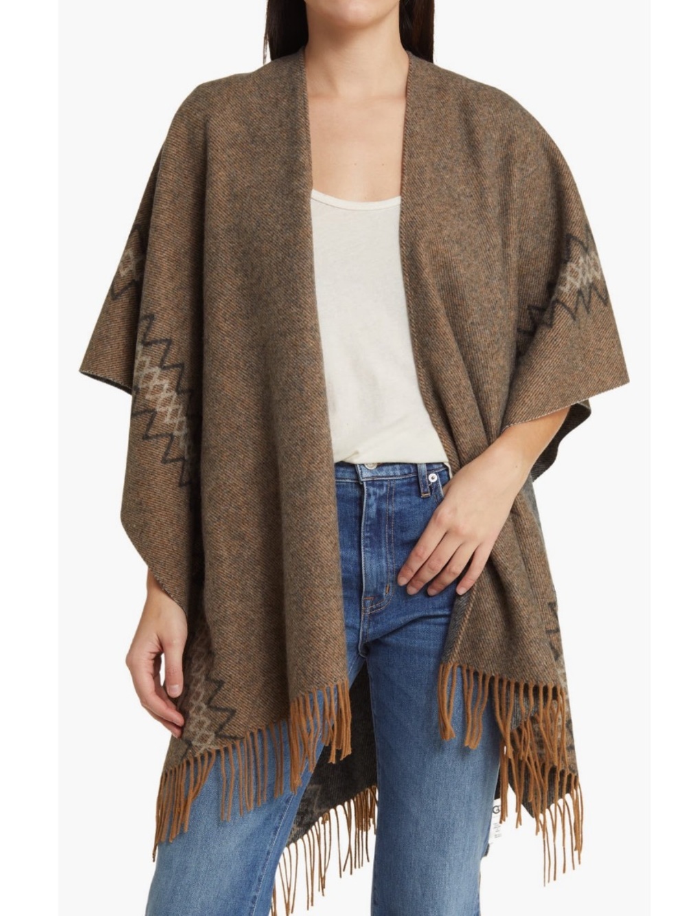 UGG Tasman Fringe Wool Blend Ruana